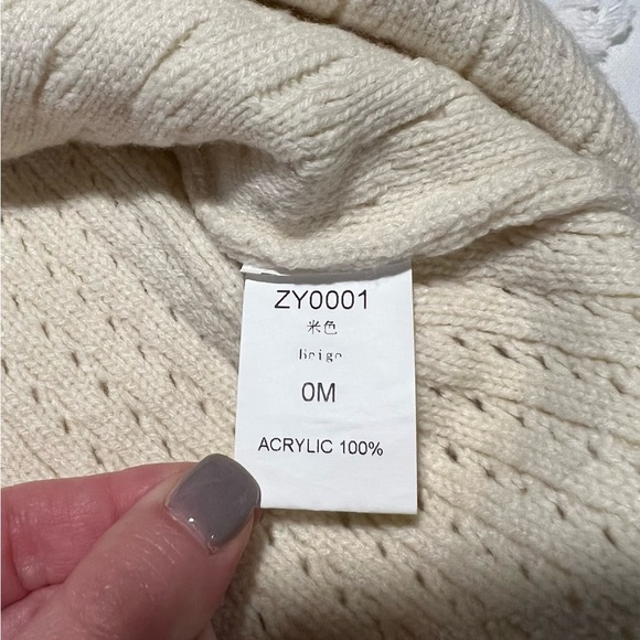 Cream Sweater w/ Side Zip - Picture 3 of 3